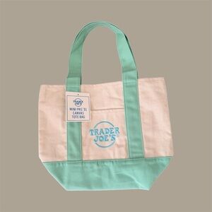 Trader Joe's Cream and Pastel Mini Canvas Tote Bag